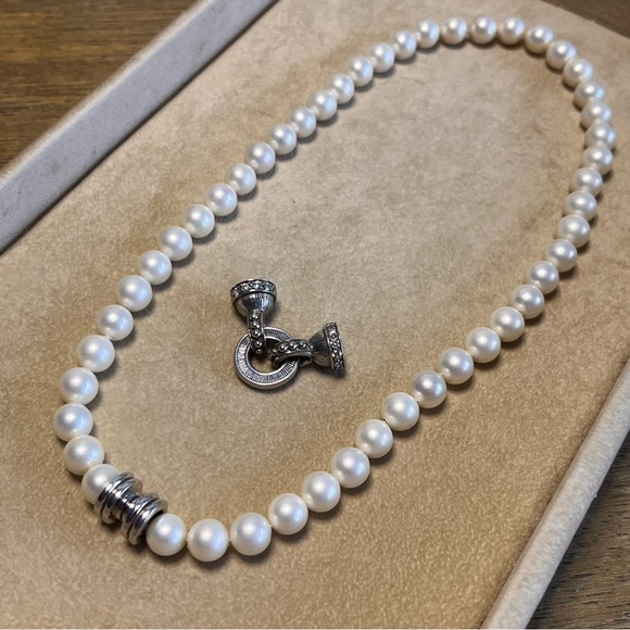 Vintage Judith Ripka Sterling 925 Pearl Necklace - Picture 2 of 4